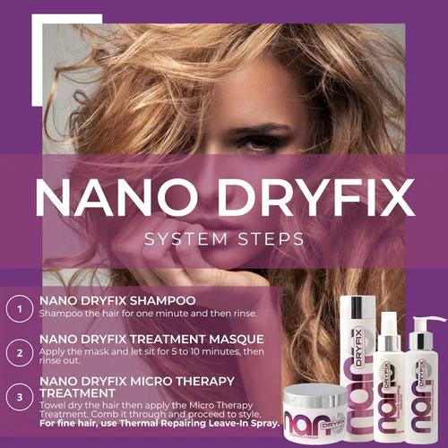 Vista 5 de Champú Nano Dryfix, Champú Reparador Hidratante Para Todo Tipo de Cabello, (1) Botella de 10 FlOz/ 10.1 fl oz