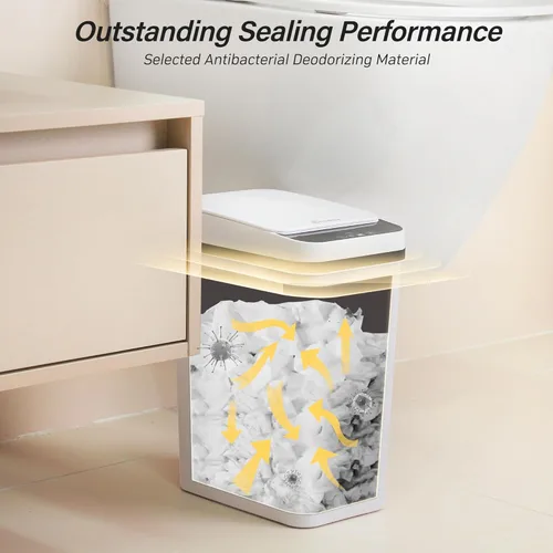 Vista 4 de Bote de basura automático para baño, recargable, sin contacto, con sensor de movimiento, pequeño, delgado, con tapa, bote de basura eléctrico