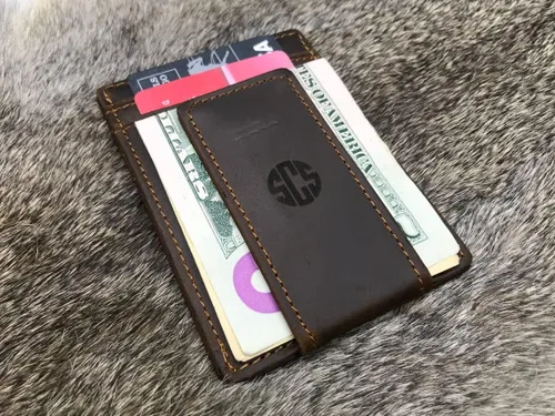 Vista 4 de Front Pocket Magnetic Money Clip, Personalized Magnetic Wallet, Slim Magnet Wallet, Card Holder For Men, Father Gift, Custom Wallet