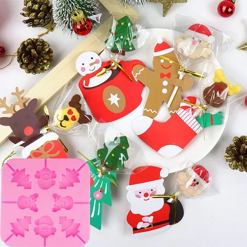 Vista 7 de Juego de 303 moldes de piruleta de Navidad, molde de caramelo de Navidad, alce, Papá Noel, muñeco de nieve, copo de nieve, sombrero de Navidad