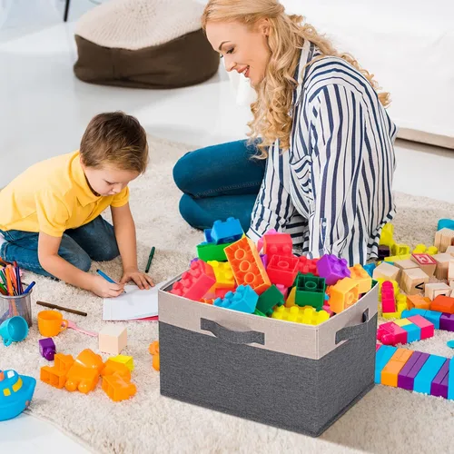 Vista 49 de GhvyenntteS Contenedores de almacenamiento extra grandes con tapas, cajas de almacenamiento plegables de tela con tapas y asas, cestas