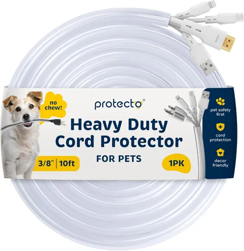 Vista 13 de PROTECTO Protector de Cables Resistente para Perros y Gatos, Funda Larga de 10 Pies, Cubierta de Cable de 1/2 Pulgada Fácil de Usar para Mascotas