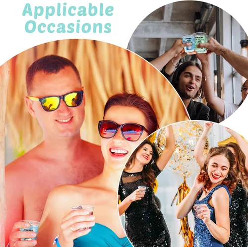 Vista 6 de Amyhill 100 vasos de chupito de plástico transparente de 2 onzas, mini vasos desechables, divertidos vasos de chupito para adultos, amigos, fiesta