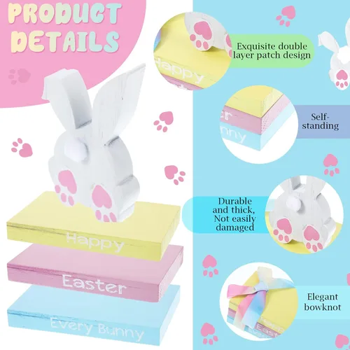 Vista 3 de Ferraycle 4 piezas de decoración de mesa de Pascua, cola de conejo, bandeja escalonada, decoración de mesa de feliz Pascua, centro de mesa