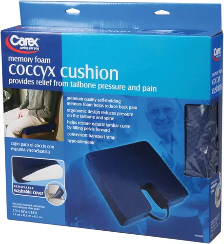 Vista 5 de Carex Cojín de espuma viscoelástica para asiento de coxis, cojín para aliviar el dolor de coxis, almohada de ciática para sentarse y aliviar el dolor