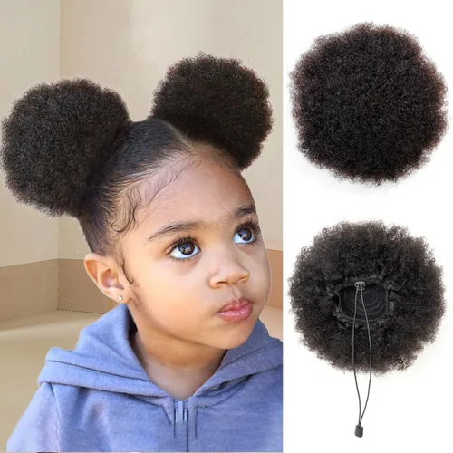 Vista 22 de isheeny Cola de caballo de cabello humano con cordón para mujeres negras, extensión de cabello humano rizado 4C, 8 pulgadas, aspecto natural, añade