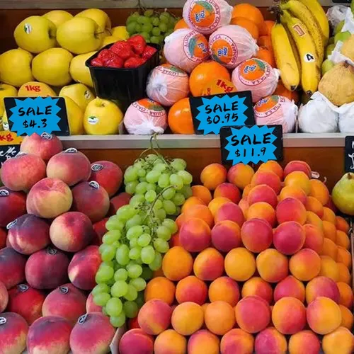 Vista 2 de Etiquetas de precio Etiquetas adhesivas azules de 4 x 3 pulgadas, autoadhesivas, etiquetas adhesivas de gran venta, letreros de explosión