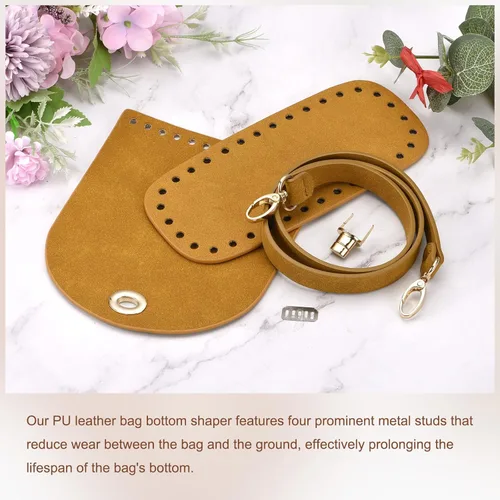 Vista 5 de Uxcell Juego de bolsas de cuero con parte inferior, correa, tapa de solapa, cerradura en negro