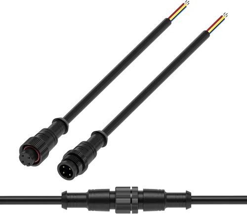 Vista 20 de BTF-LIGHTING Conector eléctrico de tuerca metálica de 2 pines, 18 AWG IP68, conector hembra macho de 7.87 pulgadas/7.9 in, cable de extensión