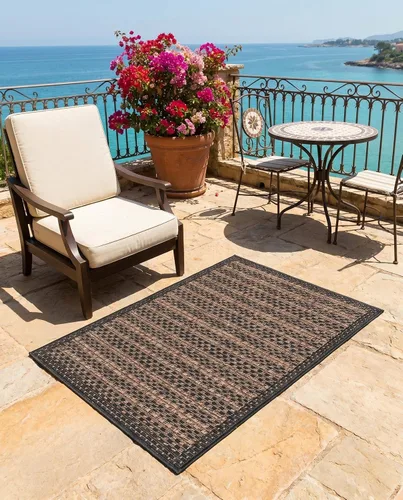 Rugs Outdoor Border Collection Alfombra – 2 x 3 pies alfombra de tejido plano marrón perfecta para entradas, cocinas, rincones de desayuno, piezas