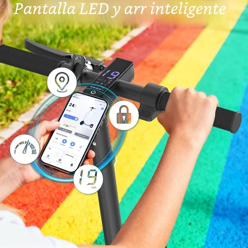 Vista 5 de WERHY Scooter eléctrico plegable para niños, motor de 350 W, alcance máximo de 12/16 millas, velocidad máxima de 19 MPH, neumático sólido de 8.5