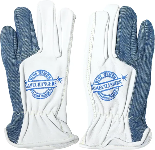 Vista 3 de Blue Demon Gamechanger Shorties welding gloves, kagan extreme heat protection, excellent dexterity, premium leather
