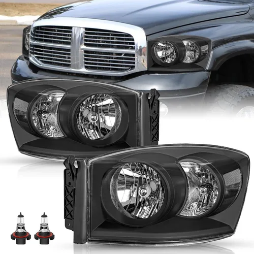 Vista 15 de TUSDAR Juego de Ensamblaje de Faros Compatible con Dodge Ram 1500 2006-2008/Dodge Ram 2500/3500 2006-2009 Pickup Lado del Conductor y Pasajero