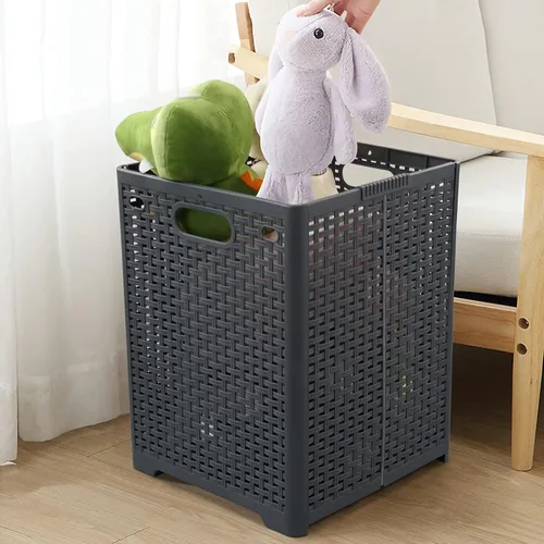 Vista 5 de Kekow Cesta plegable de plástico para ropa sucia, 1 unidad, 42 L, color gris
