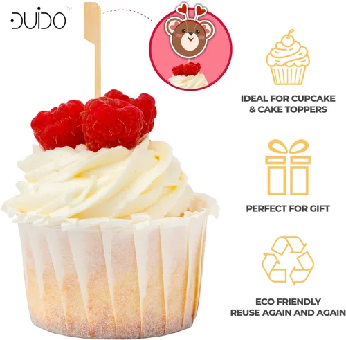 Vista 4 de Palillos de bambú para decoración de cupcakes – 3.5 pulgadas (paquete de 500) palillos de dientes para aperitivos – Palitos de decoración
