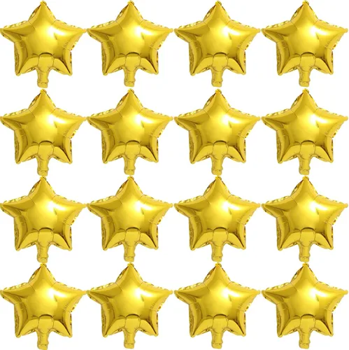 Vista 9 de 6 globos de aluminio de 22 pulgadas y 10 globos de aluminio de 10 pulgadas con estrella - Dorado, globos de estrella de 12 puntas y 4 puntas