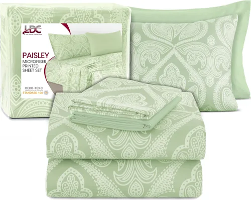 Vista 10 de LDC LUX Décor Colección - Juego de sábanas para cama de tamaño individual con estampado de cachemira – 4 piezas de sábanas de microfibra ultra