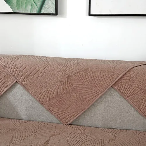 Vista 5 de vctops Funda de algodón con diseño bordado de hoja de palmera para sofá seccional, funda para sofá, para perros, gatos y mascotas, para sofá