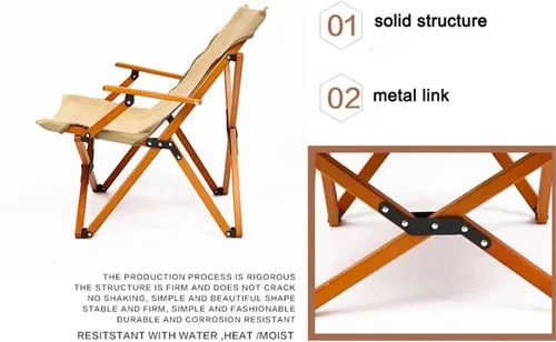 Vista 5 de Customized Canvas Folding Wood Chair – Easy-Fold Portable Outdoor Chair for Beach & Camping