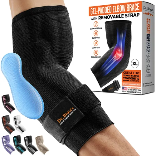 Vista 37 de DR. BRACE® Elite Codera de Soporte para Codo, Manga de Compresión para Codo con Almohadilla de Gel para Tratamiento y Alivio del Dolor de Codo