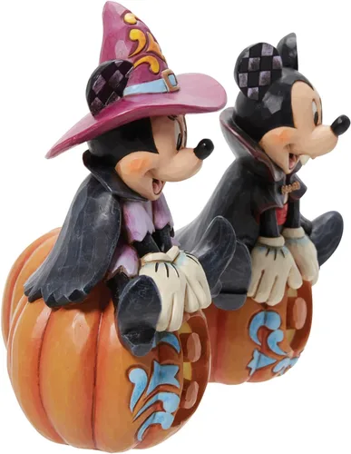 Vista 4 de Enesco Disney Traditions by Jim Shore - Figura de Halloween de Mickey y Minnie Mouse, 7.25 pulgadas, multicolor