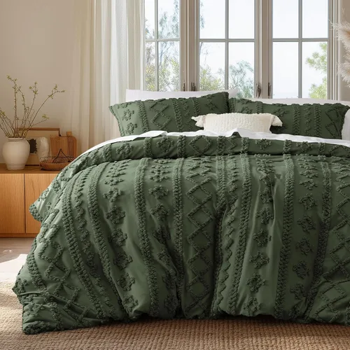 Vista 70 de Bedsure Funda de edredón bohemia para niños tamaño Queen (relleno de edredón/edredón no incluido) - Funda de edredón copetuda Queen para todas
