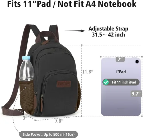 Vista 3 de PACKISM Mochila pequeña para mujer - Bolso bandolera convertible negro (Active Black)