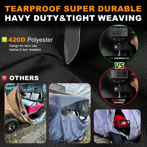 Vista 3 de Funda para carrito de golf para 2/4/6 pasajeros, cubierta para carrito de golf, techo extendido, impermeable, resistente a la intemperie, compatible