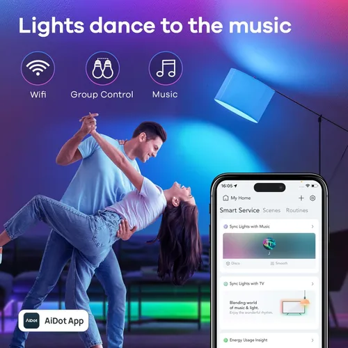 Vista 8 de Linkind Bombillas inteligentes WiFi, bombilla de luz Alexa que funciona con Alexa, Google Home, bombilla RGBTW de cambio de color de 16 millones