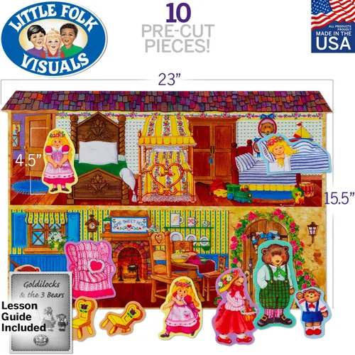 Vista 2 de Little Folk Visuals Goldilocks & The Three Bears - Figuras precortadas de franela/fieltro, juego de 10 piezas