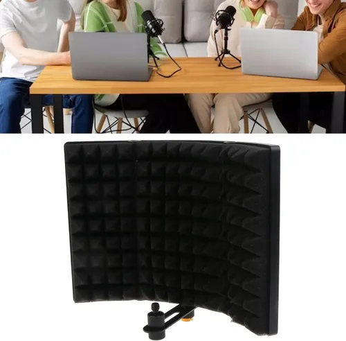 Vista 2 de Escudo de aislamiento de micrófono Equipo de reducción de ruido de difusión Estudio Paneles de insonorización acústica Cuñas Micrófono insonorizado