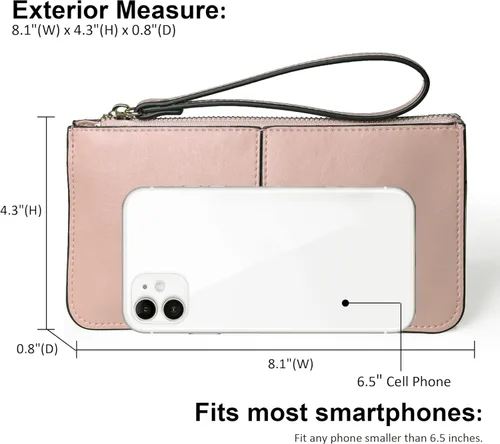 Vista 4 de Befen - Bolso clutch de mano de cuero con correa para teléfono celular, organizador de tarjetas