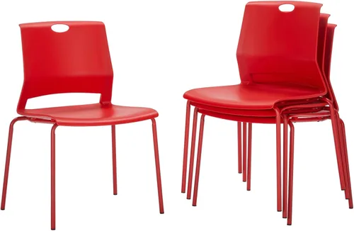 Vista 10 de Sidanli Juego de 4 sillas apilables negras, sillas apilables de plástico para oficina, conferencia, espera, sala de descanso