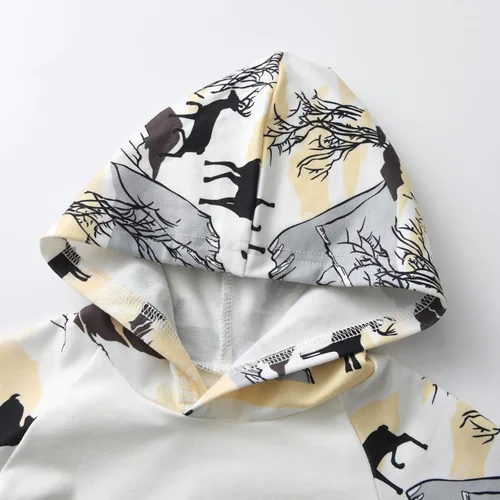 Vista 2 de Derouetkia Conjunto de ropa de manga larga con capucha y pantalones para bebés y niños pequeños