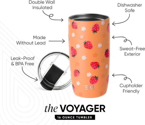 Vista 90 de Simple Modern Taza de café de viaje Tumbler con tapa abatible Reutilizable, aislada, de acero inoxidable, taza de café helado Cold Brew, termo