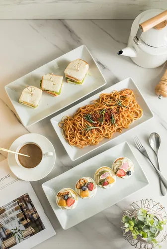 Vista 7 de YHOSSEUN Bandeja Grande de 3 Niveles con Soporte para Servir, Platos para Servir para Entretenimiento, Bandeja de Servir Escalonada para el Día