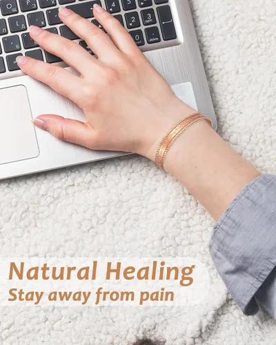 Vista 3 de EnerCoppeX Pulsera magnética de cobre para mujer, 99.99% de cobre puro con 3500 imanes Gauss (A)