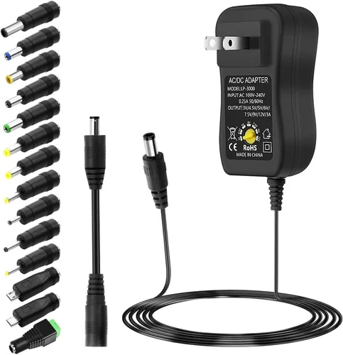 SHNITPWR Adaptador de CA 36W Adaptador de fuente de alimentación universal DC 3V ~ 12V Convertidor de corriente ajustable 3V 4.5V 5V 6V 7.5V 9V 12V