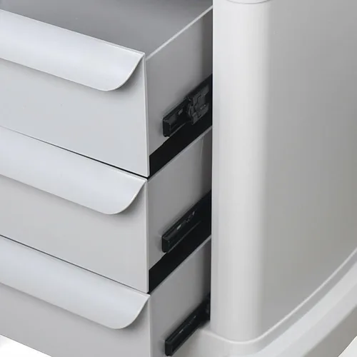 Vista 6 de Carrito rodante de belleza de 3 capas, equipo móvil de salón de spa, carrito de instrumentos, soporte multiusos blanco para máquinas de spa