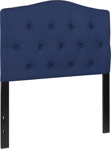 Vista 120 de BizChair Cabecero tapizado capitoné tamaño individual en tela blanca