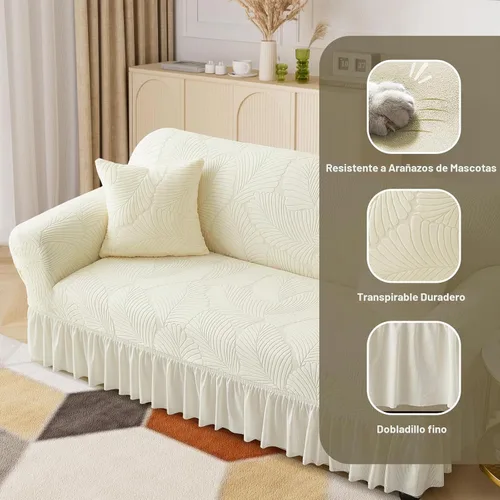 Vista 4 de WONGS BEDDING Funda de terciopelo elástico para sofá, funda acolchada con falda, apta para mascotas, duradera, lavable, elástica, de fácil ajuste