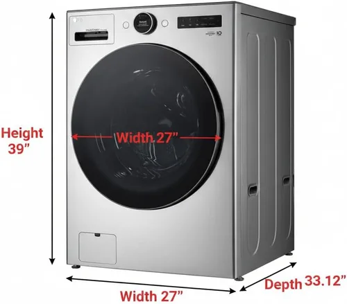 Vista 2 de LG WM6998HVA Combo de lavadora/secadora inteligente de carga frontal de 27 pulgadas con capacidad de 5.0 pies cúbicos, acero inoxidable