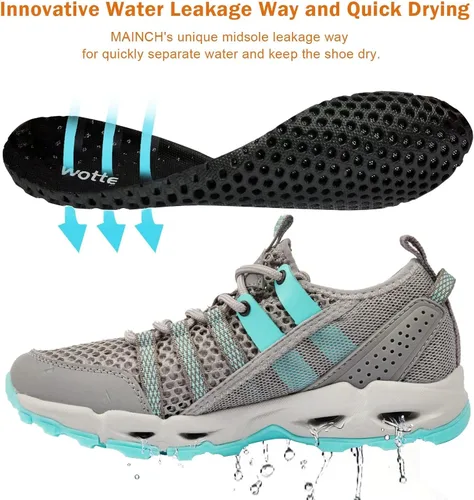 Vista 3 de MAINCH Zapatos acuáticos de senderismo para mujer de secado rápido para deportes al aire libre