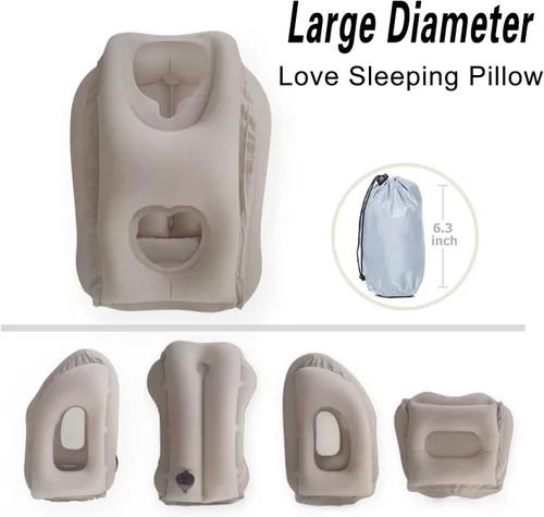Vista 2 de Almohada inflable de viaje para aviones, almohada de apoyo para el cuello para vuelos largos, almohada portátil y cómoda para dormir en avión