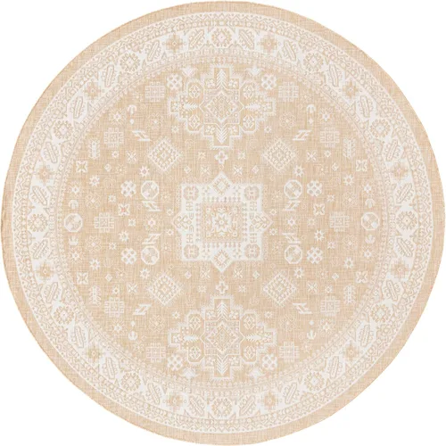 Vista 228 de Unique Loom Outdoor Aztec Collection Alfombra de área, Chalca (7 pies 10 pulgadas, cuadrada, azul/marfil)