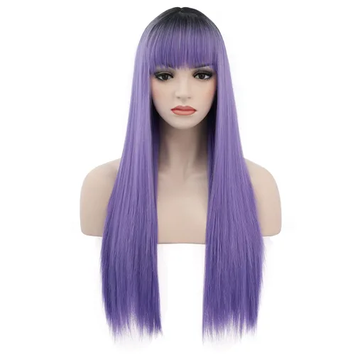 Vista 14 de BERON Pelucas negras de cabello largo liso con flequillo, para mujer, a la moda, resistente al calor, sintético, aspecto natural, para fiesta
