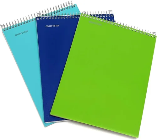 Vista 41 de Mintra Office TOP BOUND Cuadernos de espiral duraderos (hielo ártico, aceite de chile, verde oliva, rayas universitarias, paquete de 3)