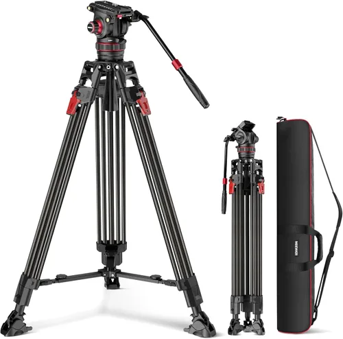 Vista 10 de NEEWER Trípode de cámara de video de 76", trípode portátil de liberación rápida de un paso con cabezal fluido, soporte de trípode de aluminio