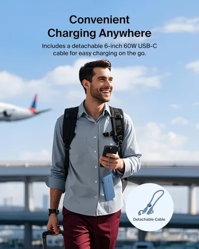 Vista 5 de Belkin Cargador Portátil, Batería Externa USB-C de 20,000mAh con 2 Puertos USB-C y 1 Puerto A, Pantalla Digital de Batería, Carga de 20W - iPhone