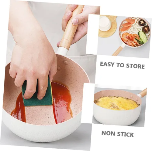 Vista 4 de 1 juego de sartén antiadherente multifuncional olla de cocina para guisos de fideos instantáneos y comida mango ergonómico fácil de limpiar tapa
